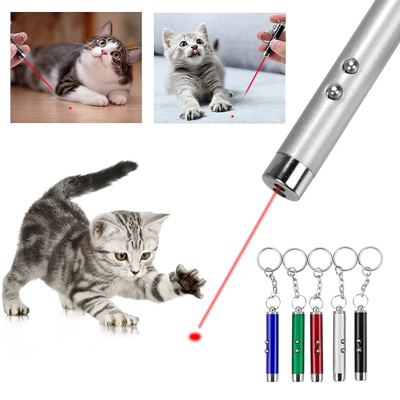 3PCS Laser Pointer Toy Mini Cat Dog Fun Pointer Red Light Laser LED Training Torch Pet Toys Pen 2-In-1 Cat Pet Toy Red Laser Light LED Pointer