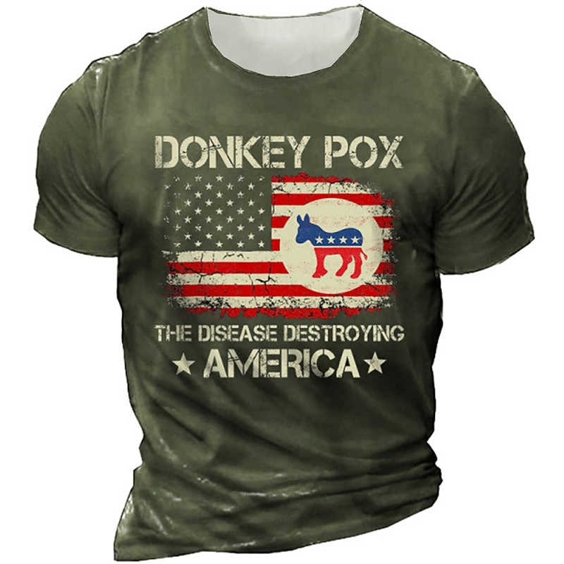 Veterans Day Men's Patriot Patriotic Veteran Graphic Prints National Flag T shirt Graphic Tee Funny T Shirts Slogan T Shirts Distressed T Shirt Short Sleeve T shirt 3D Print Crew Neck Shirt Vintage3