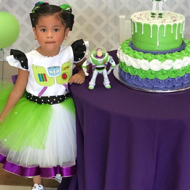 Toy Story Lightyear Buzz Lightyear Cosplay Costume Flower Girl Dress Vacation Dress Girls' Movie Cosplay Cute Party White Dress Halloween Children's Day Polyester / Cotton World Book Day Costumes2
