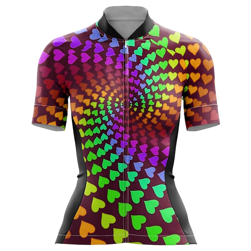 Women's Cycling Jersey Heart 3D Funny Short Sleeve Bike Jersey Top with 3 Rear Pockets Mountain Bike MTB Road Bike Cycling Quick Dry Reflective Strips Back Pocket Moisture Wicking Sports Yellow4