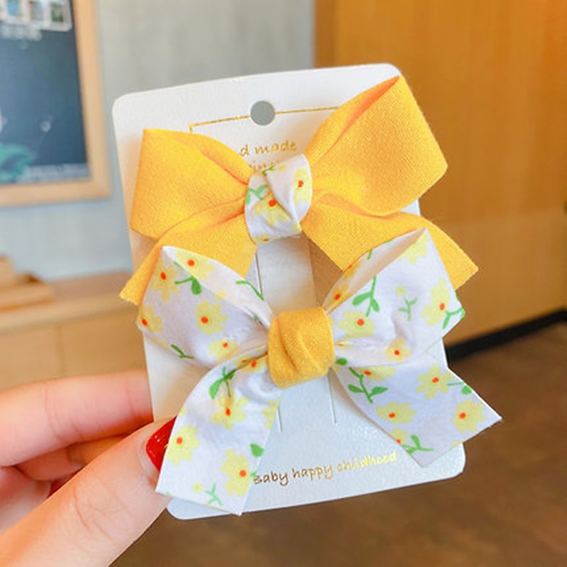2 Pieces Kids / Toddler Girls' Active / Sweet Daily Floral Bow Polyester Hair Accessories Yellow / Pink / Blue Kid onesize3