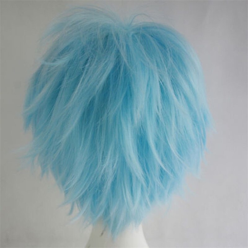Women Men Cosplay Hair Wig Short Straight Anime Party Dress Fluffy  Full Wigs Light Blue Carnival Wigs4