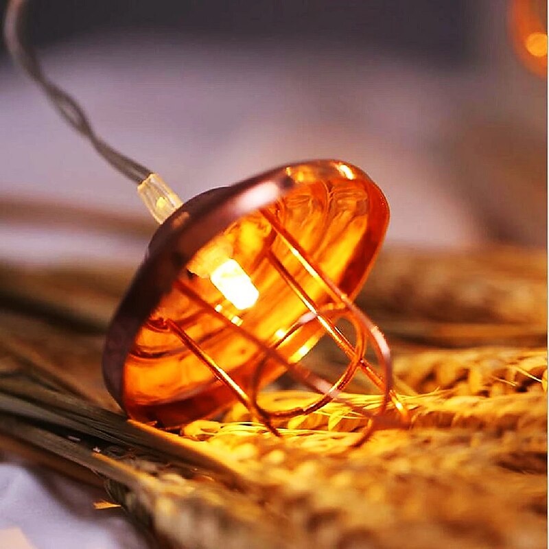 Vintage Lantern LED String Lights 1.5m 10LEDs Battery/USB Powered Iron Lampshade Christmas Wedding Party Home Festive Decoration2