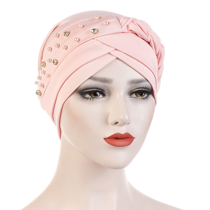 India Muslim Women Hijab Hat with Beads Turban Headscarf Islamic Head Wrap Lady Beanie Bonnet Hair Loss Cover3