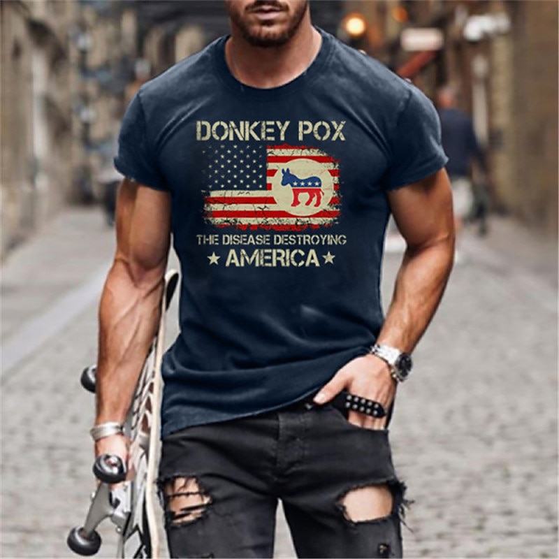 Veterans Day Men's Patriot Patriotic Veteran Graphic Prints National Flag T shirt Graphic Tee Funny T Shirts Slogan T Shirts Distressed T Shirt Short Sleeve T shirt 3D Print Crew Neck Shirt Vintage4