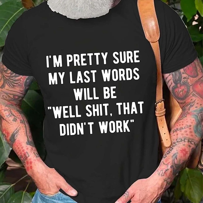 Men's Graphic Letter T Shirt Casual Style Cotton Short Sleeve Graphic Shirt Black Gray Comfortable Tee Street Holiday Fashion Designer Clothing