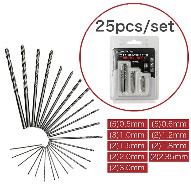 25pcs Mini High Speed White Steel Twist Drill HSS Bit Set For Dremel Rotary Tool2