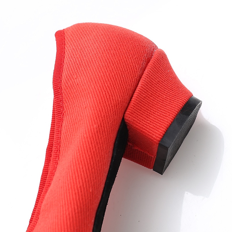 Women's Red Low-Heel Dance Shoes with Elastic Cross Straps – Comfortable and Lightweight Design for Ballet, Jazz, and Performance4