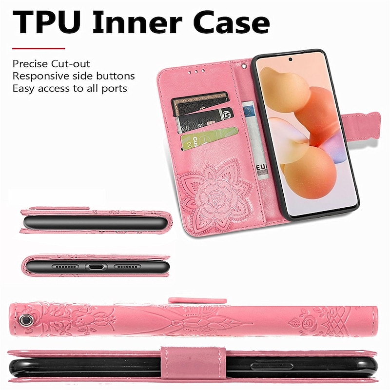 Phone Case For Samsung Galaxy S24 S23 S22 S21 FE S21 Ultra Plus A34 A54 A72 A32 A52 Wallet Case Rhinestone With Card Holder Magnetic Flip Butterfly PU Leather4