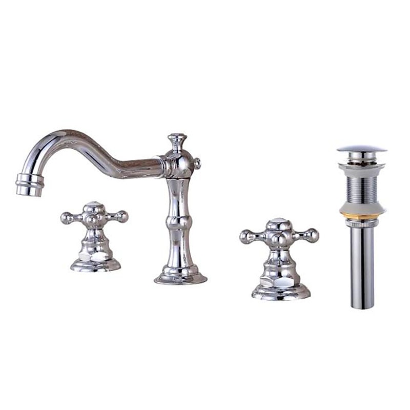 Widespread Bathroom Sink Faucet,Two Handle Three Holes, Brass ORB Bathroom Sink Faucet Contain with Supply Lines and Drain Plug and Hot/Cold Switch3