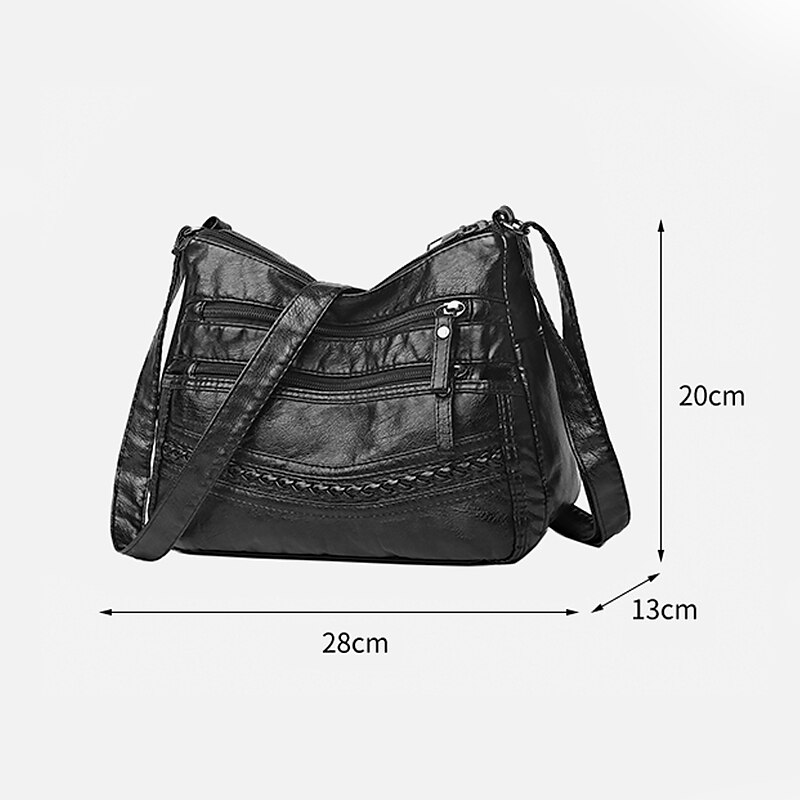 Brown Faux Leather Crossbody Bag for Women - Multi-Zip Casual Handbag with Adjustable Strap and Braided Accent, Perfect for Everyday Use and Travel4