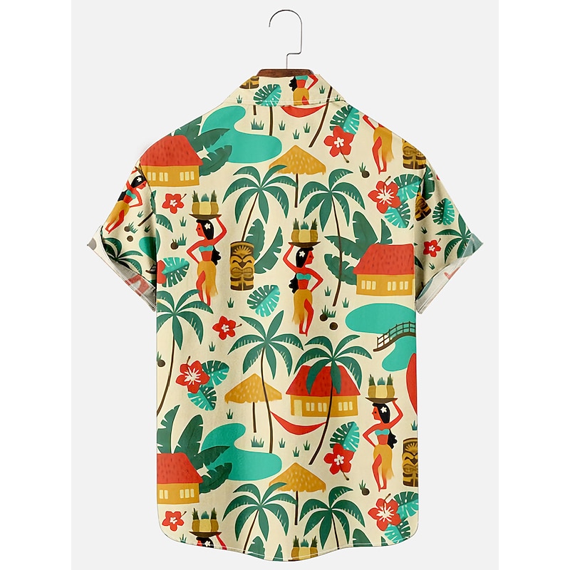 Retro Vintage 1960s Hippie Hawaiian Shirts Hippie Disco Fancy Dress Men's Pride Parade Pride Month Adults' Shirt2