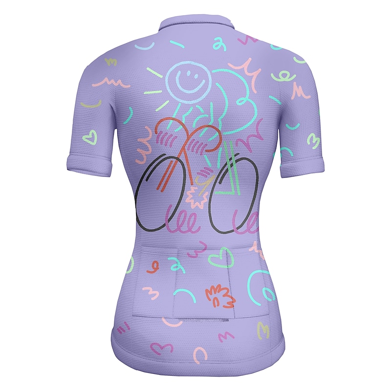 Women's Cycling Jersey Graffiti Short Sleeve Bike Jersey Top with 3 Rear Pockets Mountain Bike MTB Road Bike Cycling Quick Dry Reflective Strips Back Pocket Moisture Wicking Sports Pink Purple Green4