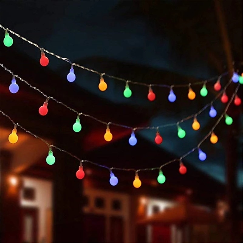 Outdoor LED String Lights Globe Ball String Lights 100/50/30M Fairy Light 800/400/300Leds for Party Garden Yard Colorful Romantic Decoration Lighting IP44 Waterproof3
