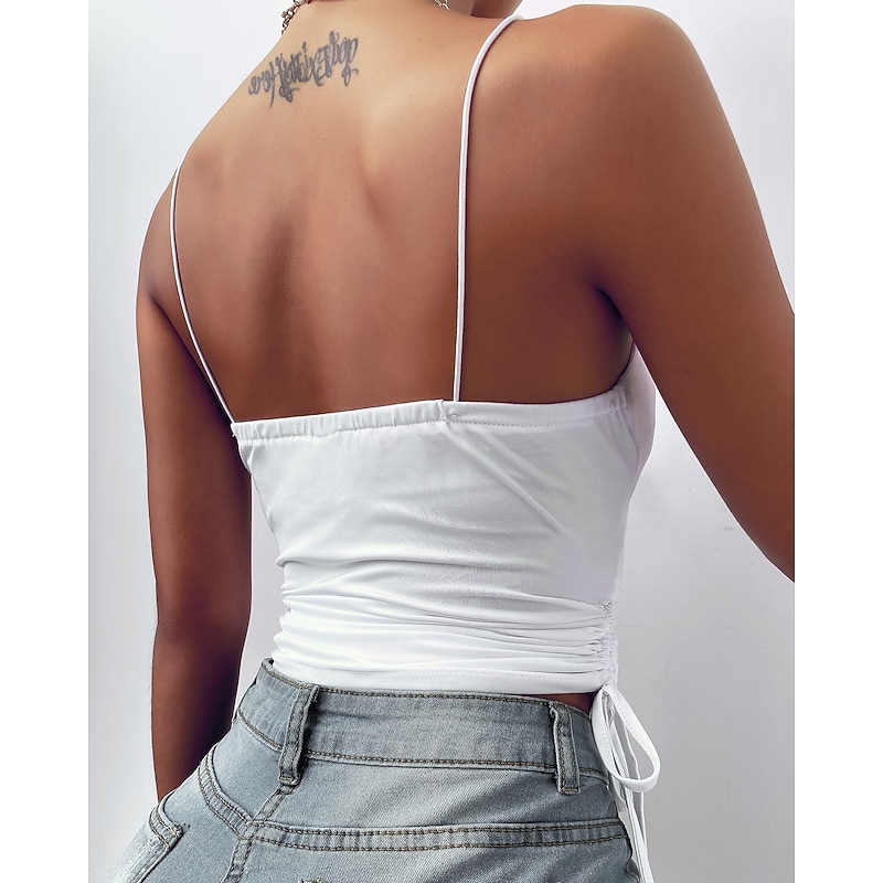 Women's Tank Top Plain Basic Sleeveless V Neck Regular Tops Casual Weekend Black White Pink Sky Blue Light Purple3