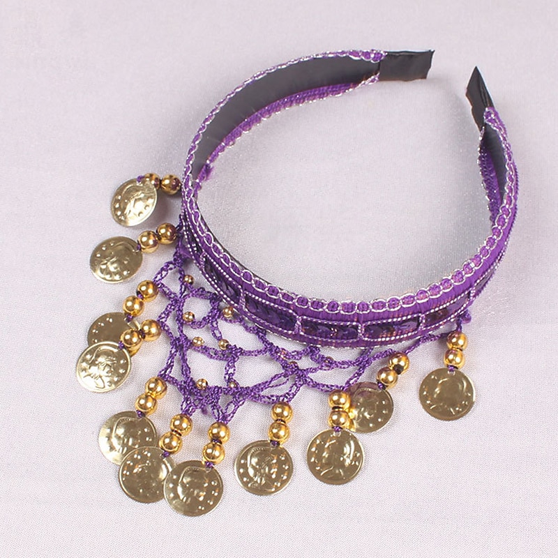 Belly Dance Dance Accessories Headwear Pure Color Splicing Paillette Women's Training Performance Sequined Polyester3