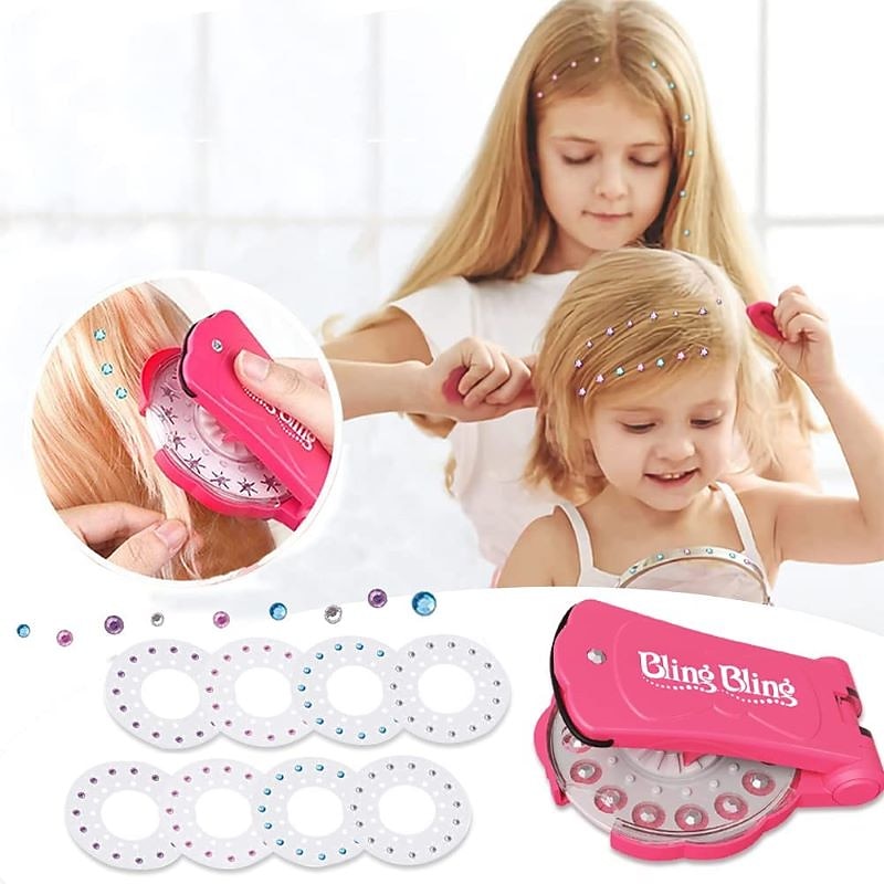 Hair Bedazzler Kit with Rhinestones Glam Collection Hair Bling Gems for GirlsCome with Glam Styling Tool and 180 Gems - Load Click Bling! Hair Fashion2
