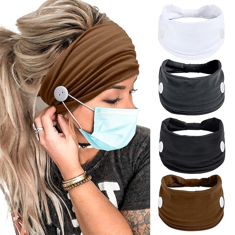 4PCS Wide Headbands for Women Black Stylish Head Wraps Boho Thick Hairbands Large African Sport Yoga Turban Headband Hair Accessories