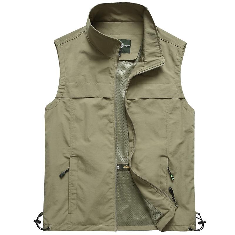 Men's Fishing Vest Hiking Vest Top Outdoor Breathable Quick Dry Multi Pockets Summer Mesh Polyester Navy Black khaki Climbing Camping / Hiking / Caving