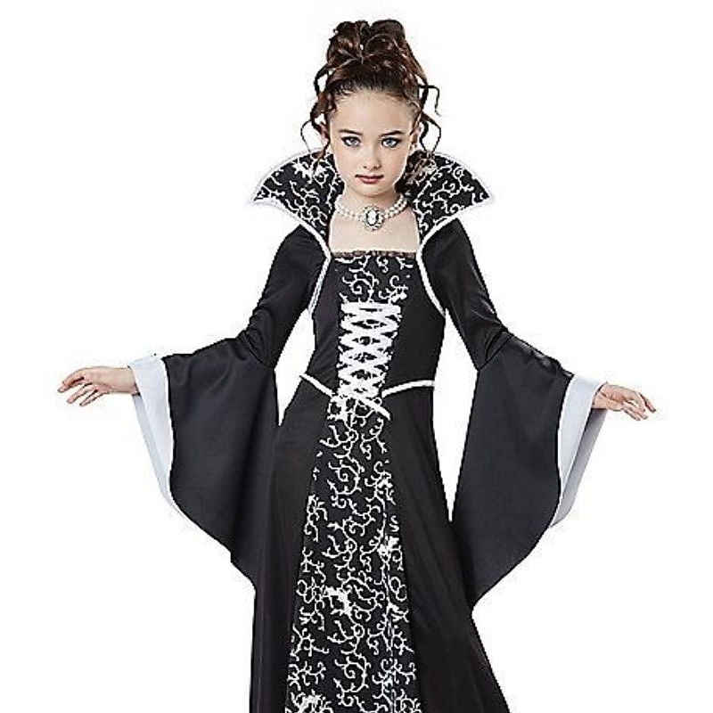 Kids Girls' Dress Graphic Witch costume kids Long Sleeve Party Halloween Print Basic Costume Cotton Asymmetrical A Line Dress Summer Spring Fall 4-12 Years White Wine4