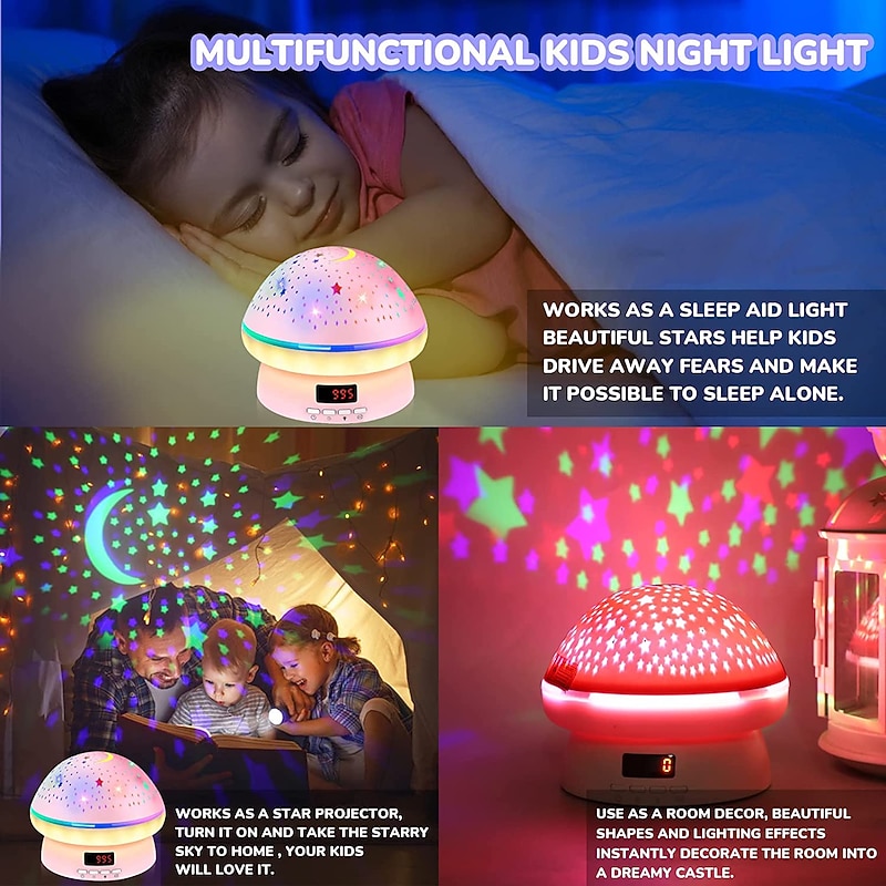 Timer Rotation Star Night Light Projector Twinkle Lights,   Birthday Gifts for Kids,16 Colorful Projector Light Dimmable LED Bedside Lamp,Kids Room Decorfor Gift for Boy&Girls3