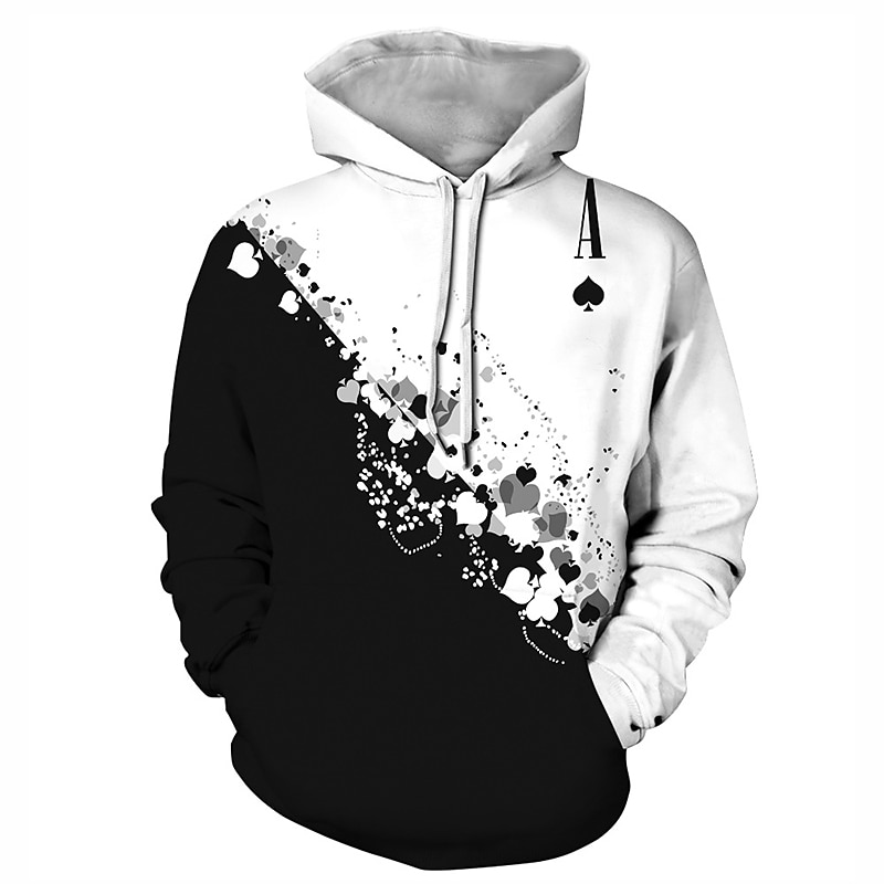 Men's Graphic Color Block Abstract Hoodie Hoodies Sweatshirt Casual Big and Tall Long Sleeve Hooded Daily Sports Streetwear Black And White Print Summer Spring Designer