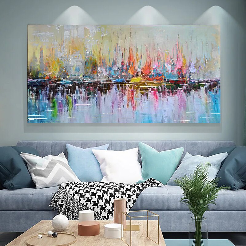 Handmade Oil Painting CanvasWall Art Decoration Abstract Knife Painting Seascape Blue For Home Decor Rolled Frameless Unstretched Painting3