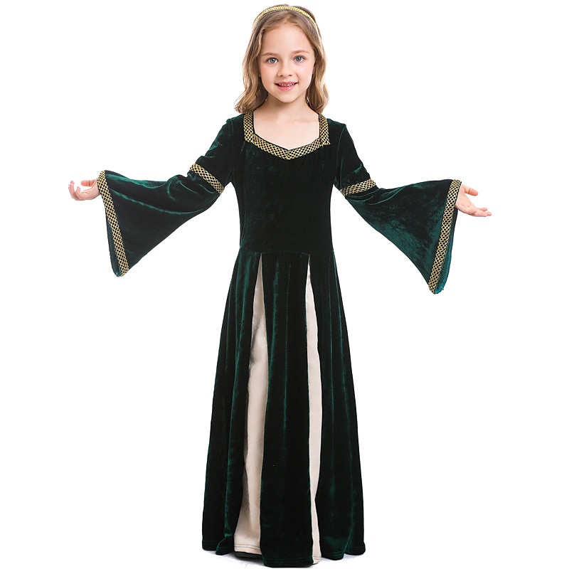 Vintage Medieval Renaissance 17th Century Dress Girls' Kid's Costume Vintage Cosplay Party / Evening Long Sleeve Dress Halloween
