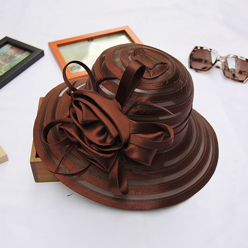 Hats Fancy Plain Casual Holiday Kentucky Derby Cocktail Elegant Beach With Stripe Headpiece Headwear2