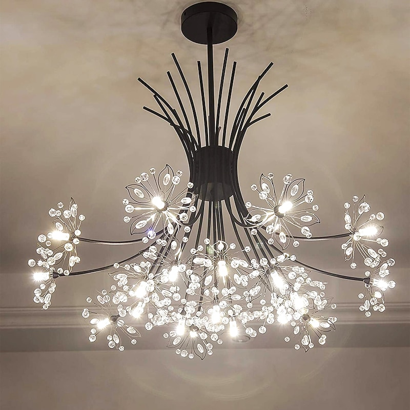 13/19 Heard Modern Fireworks Chandelier G4 Lamp Cap Crystal Dandelion Art Chandelier Ceiling Lamp in Living Room Bedroom and Dining Room2