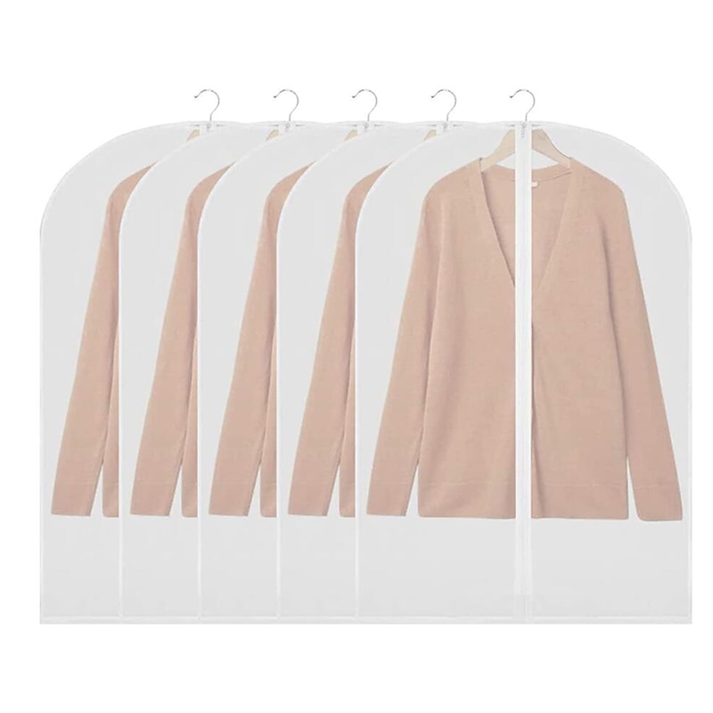 Hanging Garment Bags Clear (24X40 inch/ 5Pcs) Lightweight Clear Suit Bag Full Zipper Dust-Proof Clothes Cover Bags Hanging Garment Bags for Clothes with Closet Storage and Travel2