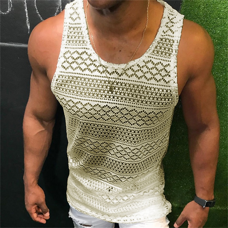 Men's Tank Top Vest Top Undershirt Sleeveless Shirt Sleeveless Crew Neck Summer Solid Color Fashion Casual Breathable Outdoor Street Casual Black White Pink Top Tee for Men