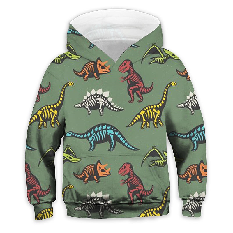 Boys 3D Animal Dinosaur Hoodie Long Sleeve 3D Print Spring Fall Active Sports Fashion Kids 3-13 Years Outdoor Daily Indoor Regular Fit