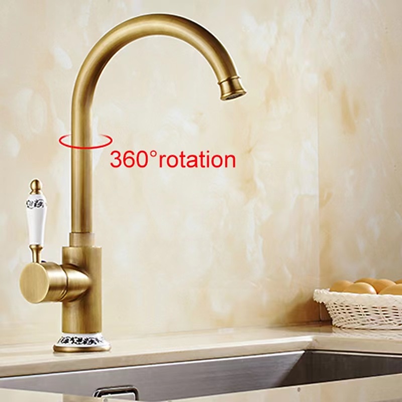 Kitchen Faucet - Single Handle One Hole Electroplated Pull-Out / Pull-Down Centerset Retro Vintage Kitchen Taps4