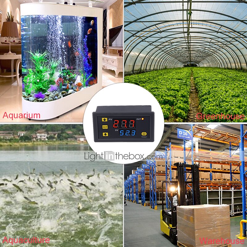 Temperature Gauge Sensor,Temperature Controller Thermostat Dual LED Digital Temperature Regulator Detector Temp Meter Heat Cooler4