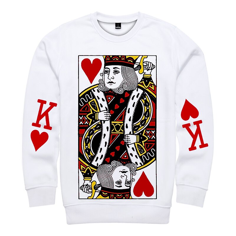 Heart of The Cards King K Queen Q Jack J Hoodie Anime Cartoon Anime 3D 3D Graphic Street Style For Couple's Men's Women's Adults' Back To School 3D Print3