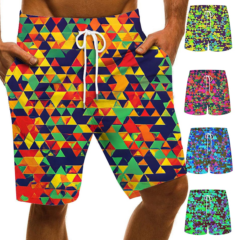 Men's Swim Trunks Swim Shorts Quick Dry Board Shorts Bathing Suit Drawstring with Pockets Swimming Surfing Beach Water Sports Printed Summer Spring
