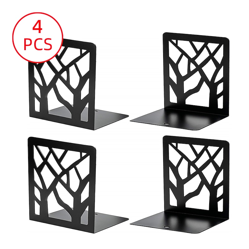Book Ends Tree Design Modern Bookends for Shelves Non-Skid Bookend Heavy Duty Metal Book Stopper for Books/CDs Decorative Book Shelf for Home 2Pair