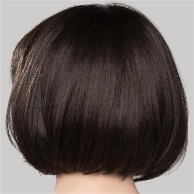 Synthetic Wig Straight With Bangs Machine Made Wig Short Black Synthetic Hair Women's Soft Classic Easy to Carry Black / Daily Wear / Party / Evening2