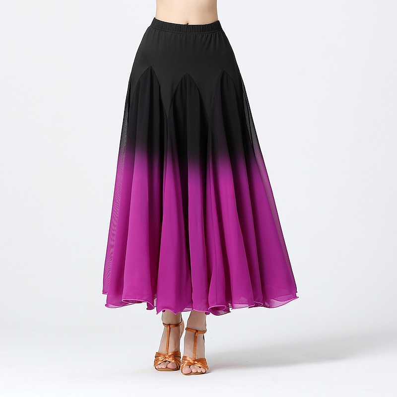 Ballroom Dance Activewear Skirts Ruching Splicing Women's Training Performance High Chiffon Polyester4