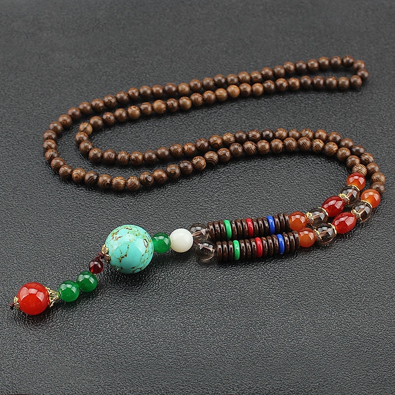 1PC Pendant Necklace Beaded Necklace For Men's Women's Street Gift Daily Wooden Acrylic Retro Buddha2