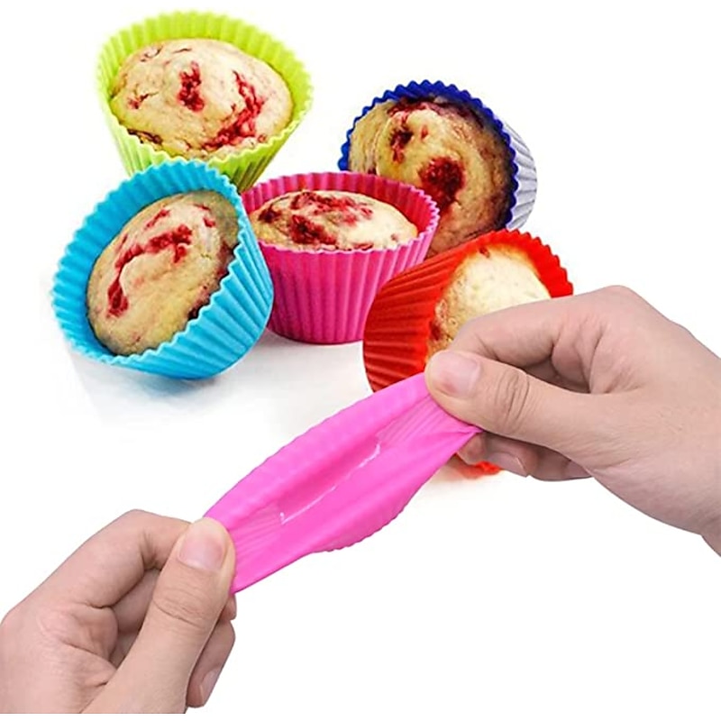 12 Pcs Reusable Silicone Baking Cups Nonstick Muffin Molds for Cake Balls Muffins Cupcakes3