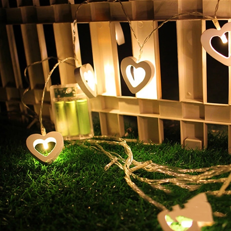 Elegant Wedding Reception Party 3M 20Led Love Heart LED String Light Wooden Fairy Lights for Window Room Indoor Outdoor Decor Christmas Wedding Party Decoration3