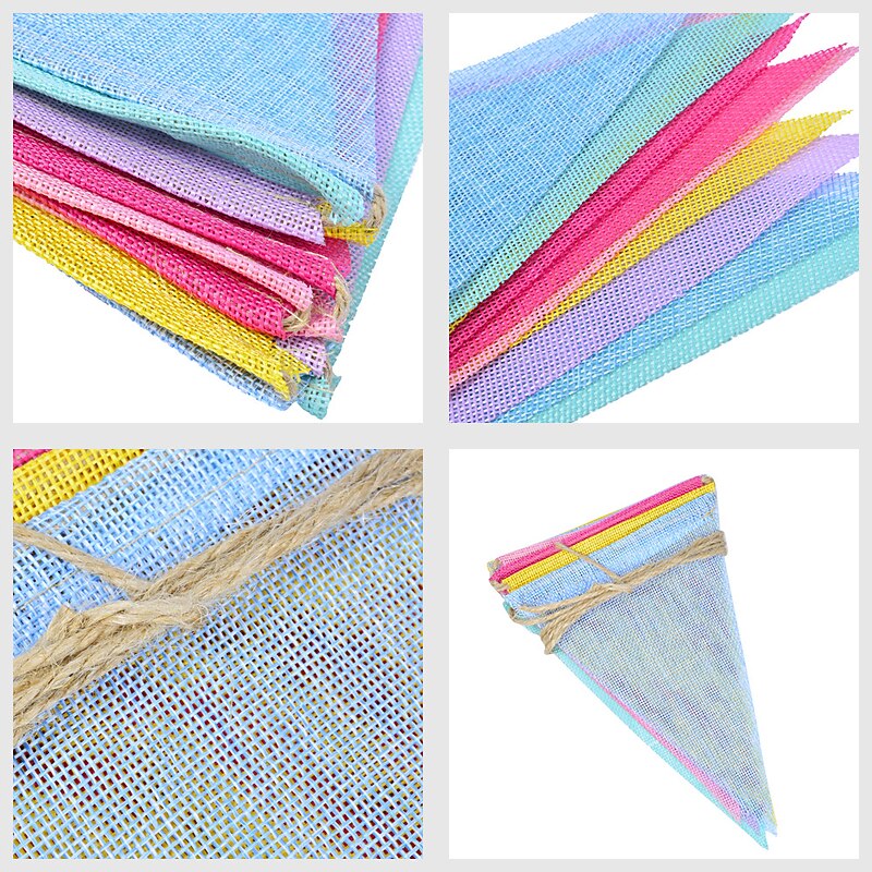 65ft Wreath Flag Banner 60 Pieces Of Imitation Hemp Pennant Wedding Decoration Party Wedding Pull Flag Bunting Imitation Hemp Wreath Flag Banner4