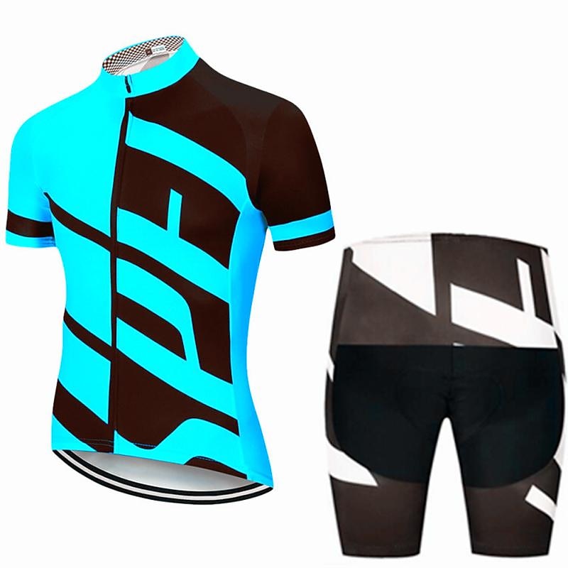 Men's Cycling Jersey with Shorts Short Sleeve Mountain Bike MTB Road Bike Cycling White Gray Bike Clothing Suit 3D Pad Breathable Quick Dry Back Pocket Polyester Spandex Sports Letter & Number4