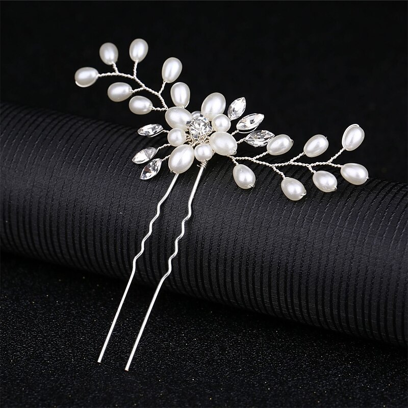 Korean Bride Handmade Pearl Crystal Hairpin Pin U-shaped Clip Wedding Headdress Hair Accessories3