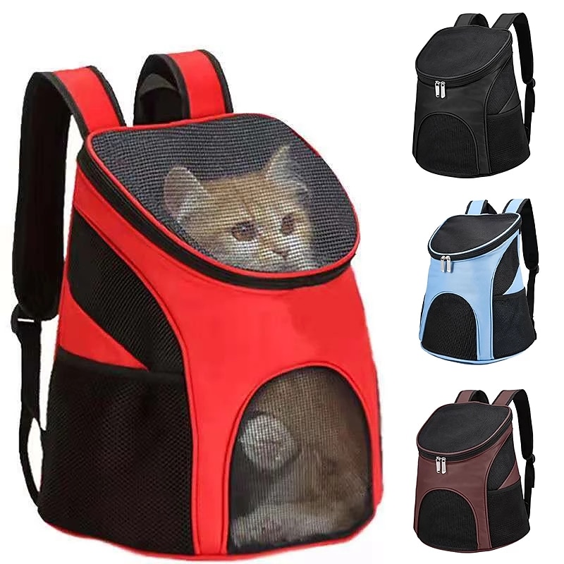 Portable Foldable Mesh Pet Carrier Dog Backpack Breathable Bag Dog Cat Large Capacity Outdoor Travel Carrier Double Shoulder Bag