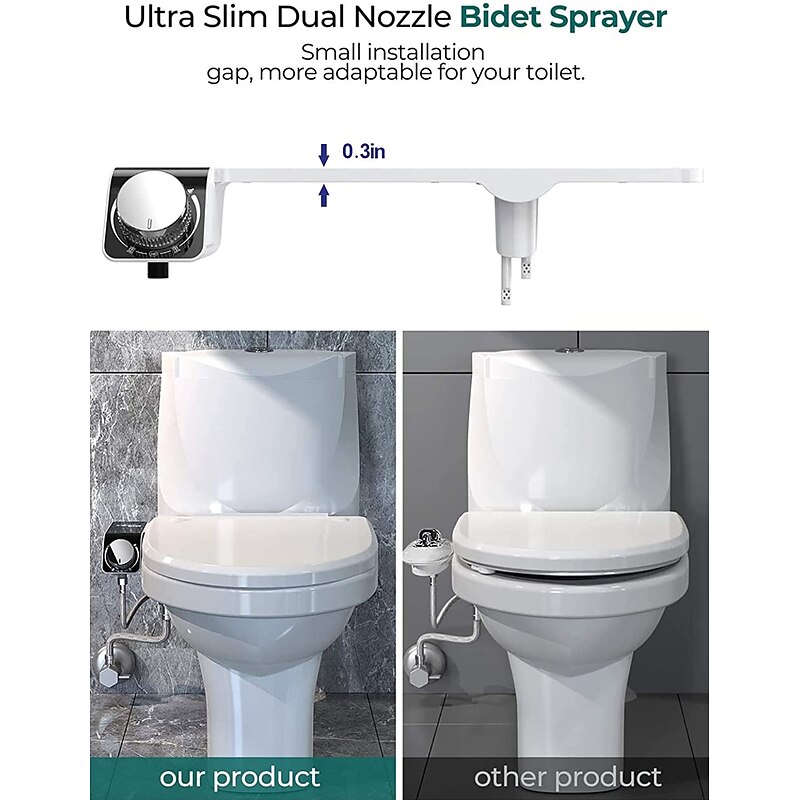 Bidet Attachment for Toilet - Self Cleaning Dual Nozzle, Non-Electric Bidet, Warm Fresh Water Bidet Sprayer With Pressure Controls3