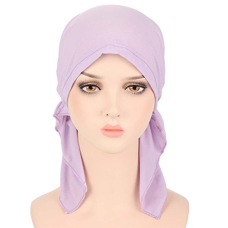 New Elastic Solid Color Wrap Head Scarf Hats Muslim Turban Bonnet For Women Inner Hijab Hat Fashion Female Turbantes Caps2
