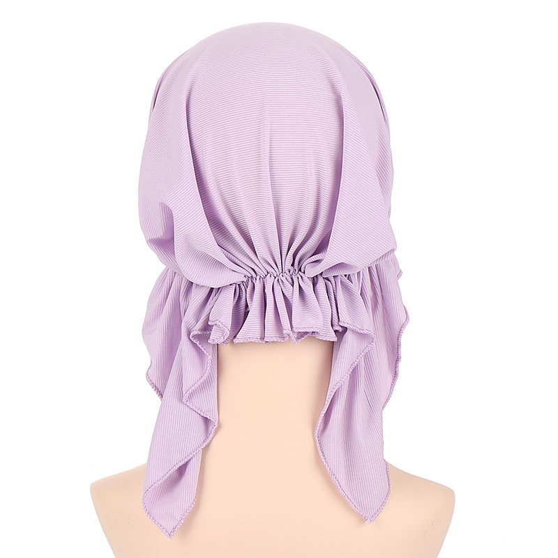 New Elastic Solid Color Wrap Head Scarf Hats Muslim Turban Bonnet For Women Inner Hijab Hat Fashion Female Turbantes Caps4